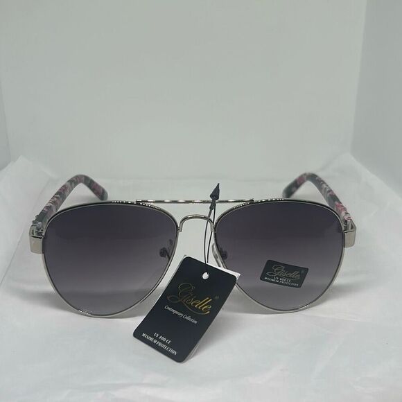 Giselle Contemporary Collection Aviator Sunglasses – UV400 Protection, Floral Ar - Picture 3 of 3